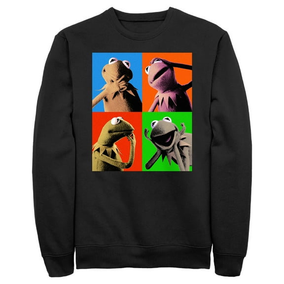 Men's The Muppets Kermit Pop Art Sweatshirt Black 2X Large