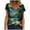 B-Dark Green, variant on Women Floral Print T-Shirts, Women's Summer Short Sleeve Tunic Tops, Plus Size Trendy V Neck Graphic Tees Shirt, Casual Comfy Blouses T-Shirts Pullover Tees S-2XL, Gifts for Mom
