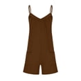 thumbnail image 3 of AherBiu Boho Short Jumpsuits for Women Sleeveless V Neck Wide Leg Comfy Summer Rompers with Pockets, 3 of 5