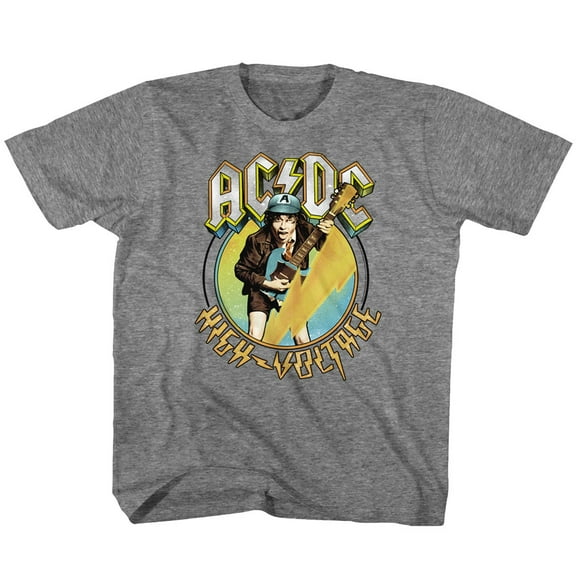 AC/DC Blue Yellow Voltage Graphite Heather Youth T-Shirt