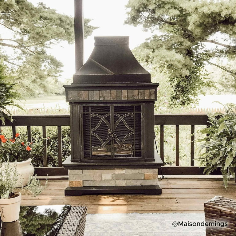 Sunjoy Cole Wood Burning Fireplace - Bronze - Walmart.com