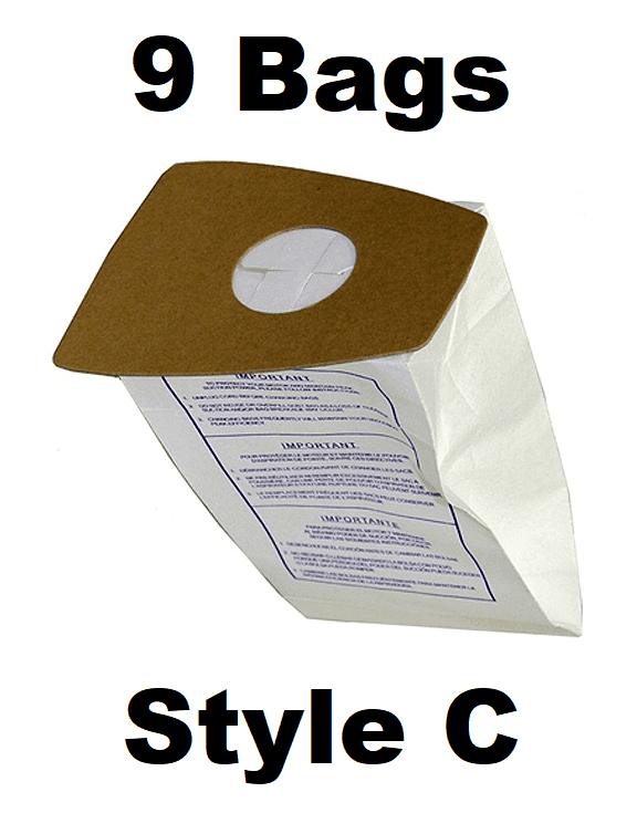 9 Type C Vacuum Cleaner Bags for Eureka Style C Mighty Mite Canister