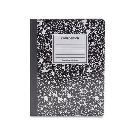 Composition Book Medium/College Rule, Black Marble Cover, 9.75 x 7.5, 100 Sheets
