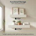 thumbnail image 3 of American Art Decor Ribbed 2-Piece Floating Wall Shelf Set, White Shabby Chic Carved Picture Ledge Shelves with Lip, Decorative Wall Ledge for Nursery, Gallery, or Living Room Display, 3 of 7