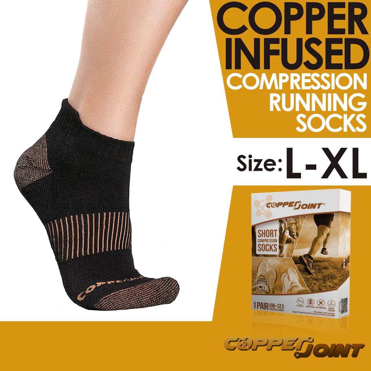 Sports Copper Compression Plantar Fasciitis Socks Men & Women 3 to 12 Pairs Compression Running Socks for Athletic Medical