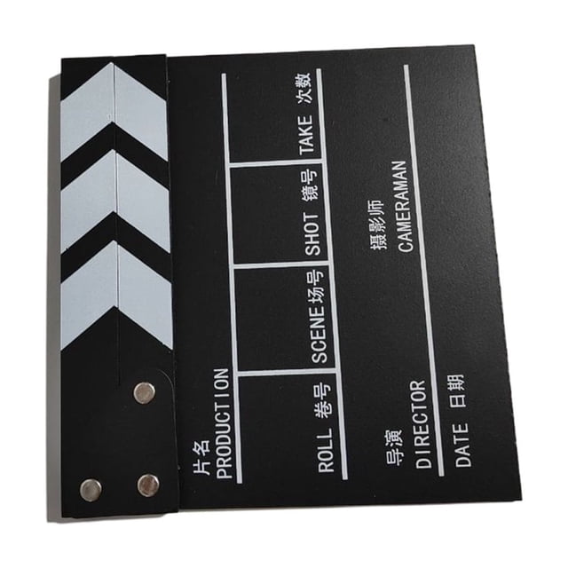 Methold Accesorio para claqueta de película, patrón impreso Universal, película de madera resistente, accesorios para claquetas de Director Electrónica pequeño chino negro 20*20 CM