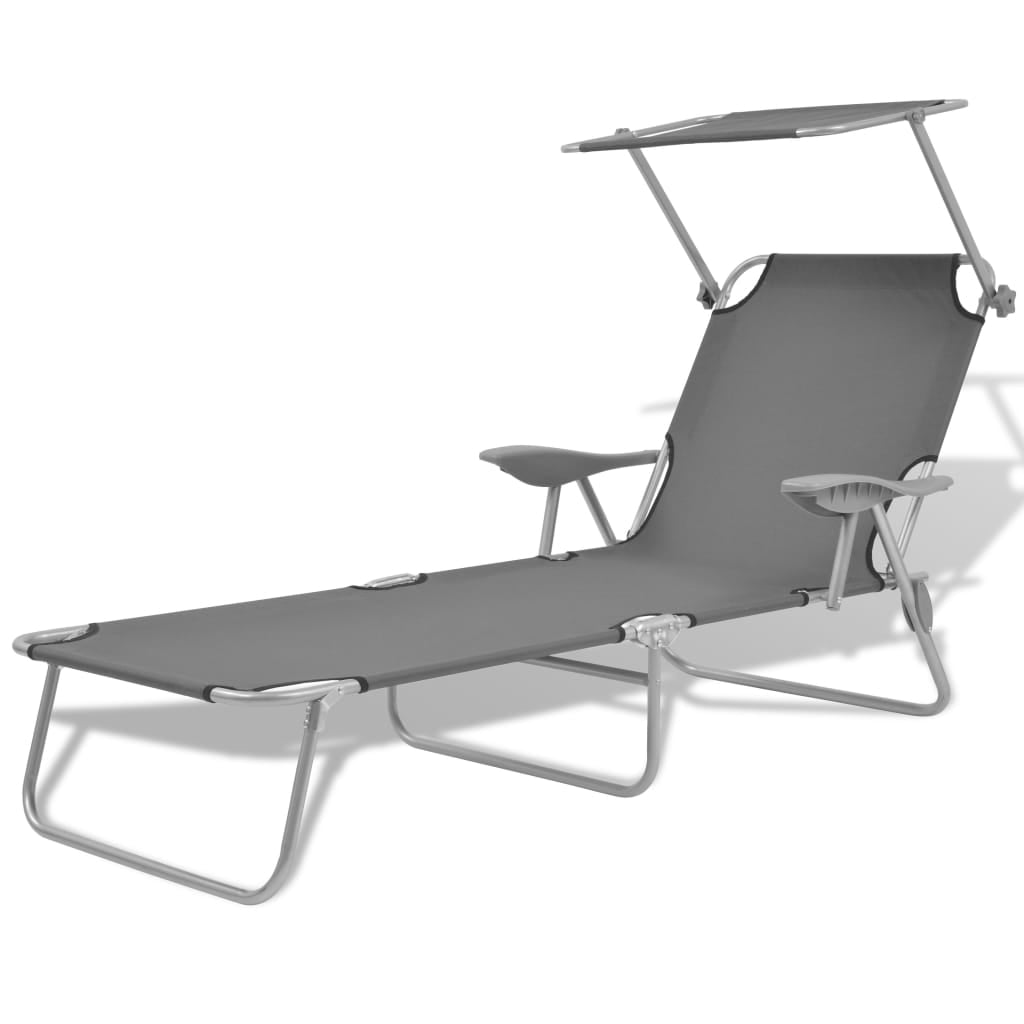 Kepooman Folding Sun Chaise for Garden Patio, Grey Kepooman Folding Sun Chaise for Garden Patio, Grey