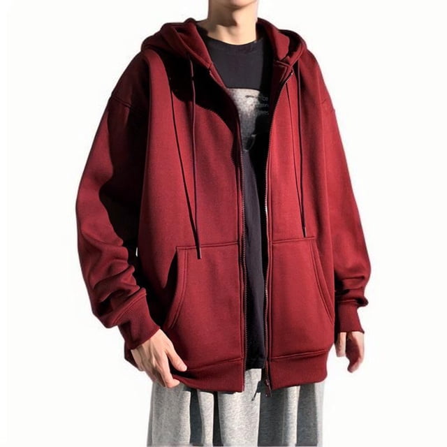 Manteau de Sport pour Hommes Manteaux pour Femmes Homme Couleur Unie Poches Cordon Ample Cardigan à Capuche Manteau Trench pour Hommes