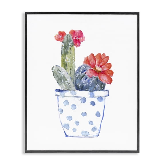 Stupell Industries Eclectic Patterned Cactus Planter Black Framed Giclee Art, 11 x 14, by Sally Swatland