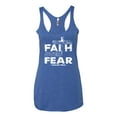 thumbnail image 2 of Wild Bobby, Faith Over Fear Psalm 118:6 White, Inspirational/Christian, Women Tri-Blend Racerback Tank Top, Vintage Royal, Medium, 2 of 3