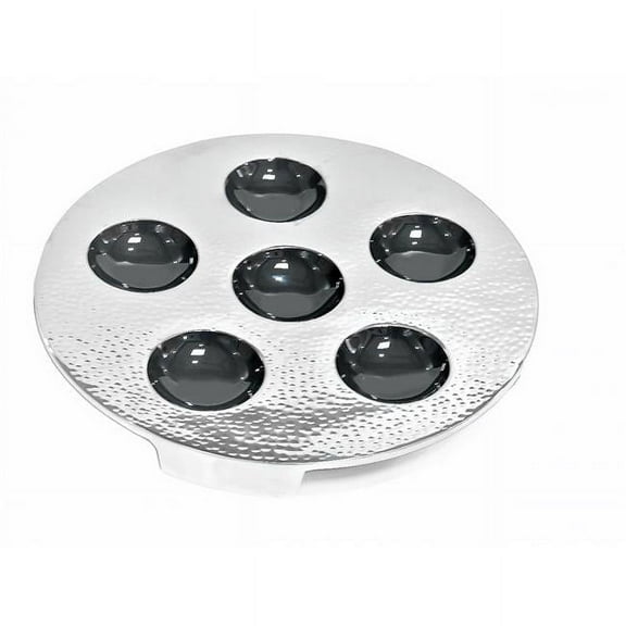 Nua 59609 Hammered Stainless Steel Seder Plate, Silver & Black