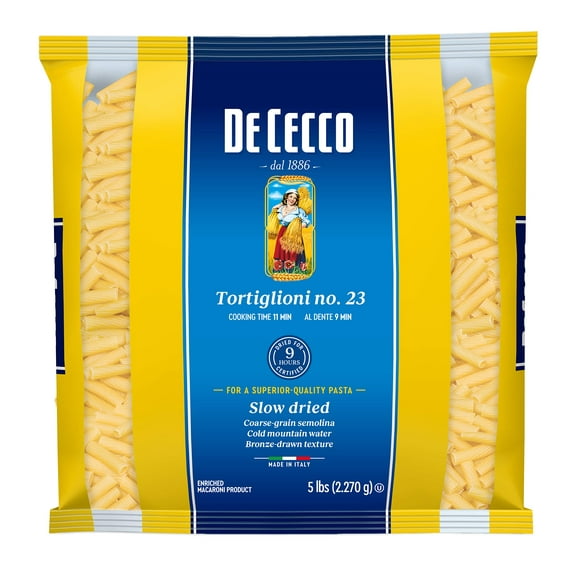 De Cecco Semolina Pasta, Tortiglioni No.23, 5 Pound (Pack of 4)