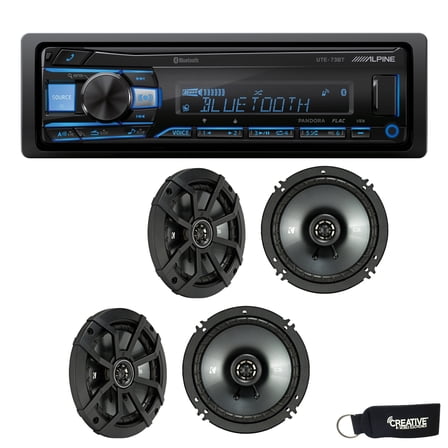 Alpine UTE-73BT Bluetooth Receiver (No CD), and Two Pairs of 43CSC654 6.5" Coaxial Speakers