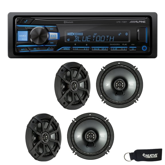 Alpine UTE-73BT Bluetooth Receiver (No CD), and Two Pairs of 43CSC654 6.5" Coaxial Speakers
