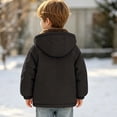 thumbnail image 2 of DJDLJWCJ Boys Winter Puffer Coat Fleece Lined Solid Color Hooded Jacket Thick Warm Zip Up Jacket Black Size 6, 2 of 9