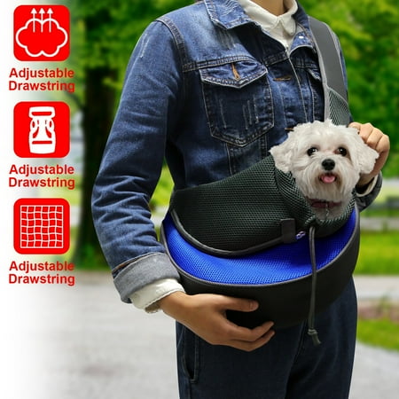 TeqHome Pet Dog Sling Carrier Dog Sling with Net Bag for Carrier Dogs Cats Hands Free Pet Bag Dog Sling Backpack