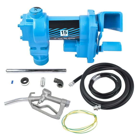 GELUOXI 12 Volt 15 GPM Fuel Transfer Pump with Nozzle & Discharge Hose for Diesel Gasoline Kerosene