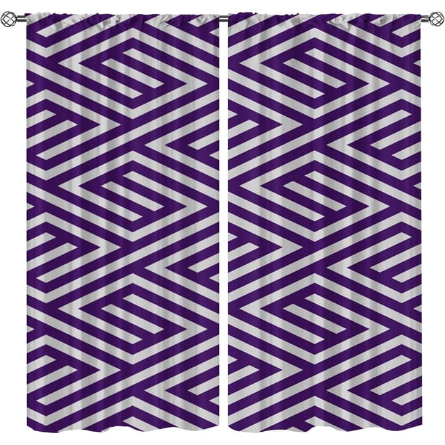 Geometric Symmetric Triangles Soundproof Privacy Curtains, Continuous Abstract Lines Illustration Blackout Pinch Pleated Curtains, Foldable Breathable Home Curtains for Living Bedroom-W42xL54in