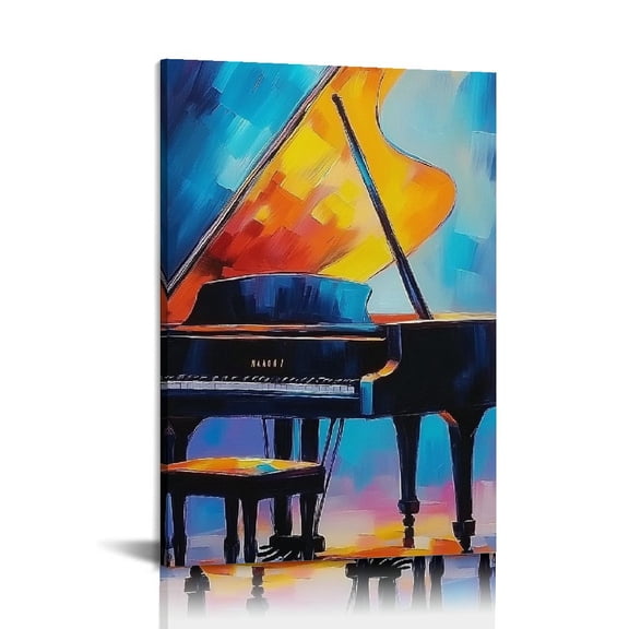 Shadudu Canvas Wall Art Print,Grand Piano Colorful Wall Art,Medium Size Decor Artwork for Living Room Bathroom Bedroom 24x36in