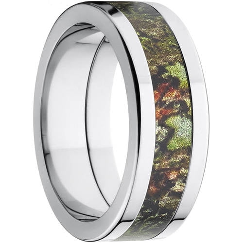 Obsession Men's Camo 8mm Stainless Steel Wedding Band with Polished Edges and Deluxe Comfort Fit