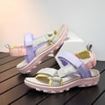 thumbnail image 2 of WEIGFI Child Toddler Girls Sandals Open Toe Patchwork Summer Fashion Outdoor Soft Sole Breathable Wear Comfort Casual Walking Adjustable Strap Lovely Party Slipper,Pink,7-8 Years, 2 of 9