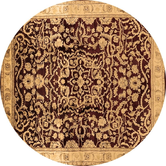 Ahgly Company Indoor Round Oriental Brown Industrial Area Rugs, 6' Round