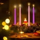thumbnail image 5 of Juego de 4 Velas Hechas a Mano | Velas de Cera Moradas y Blancas Sumergidas a Mano | Duración Prolongada | Emiten Menos Humo | Decoración Elegante para Aniversarios, Cumpleaños y Bodas | Regalo para, 5 of 6