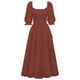 thumbnail image 3 of Vestido De Manga Farol Señoras una línea vestido elegante Chic plisado vestido Casual fiesta de noche vestidos largos Cgtredaw Marrón Xlgqpl092 Rojo para Mujer, 3 of 8