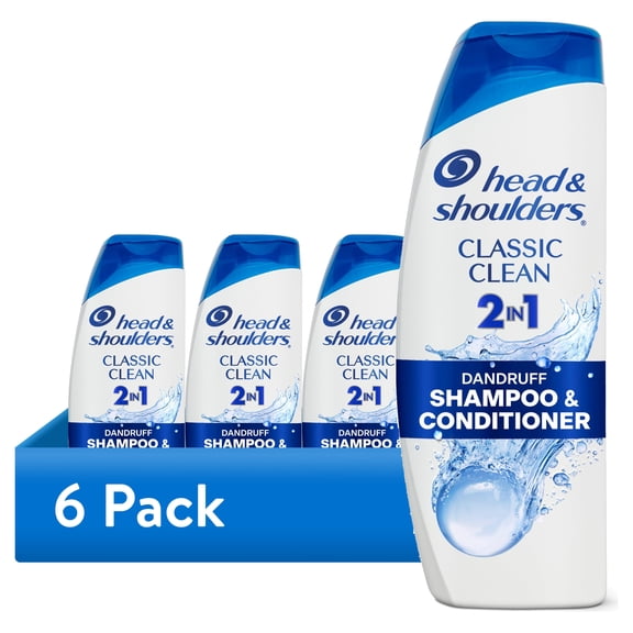 (6 pack) Head and Shoulders 2 in 1 Dandruff Shampoo and Conditioner, Classic Clean, 12.5 fl oz