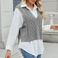 thumbnail image 6 of Goodtrade8 Knitted Sweater Women Trendy Lightweight Sweater Vests Casual Solid Color Sleeveless V-Neck Sweaters Women Tops, 6 of 7