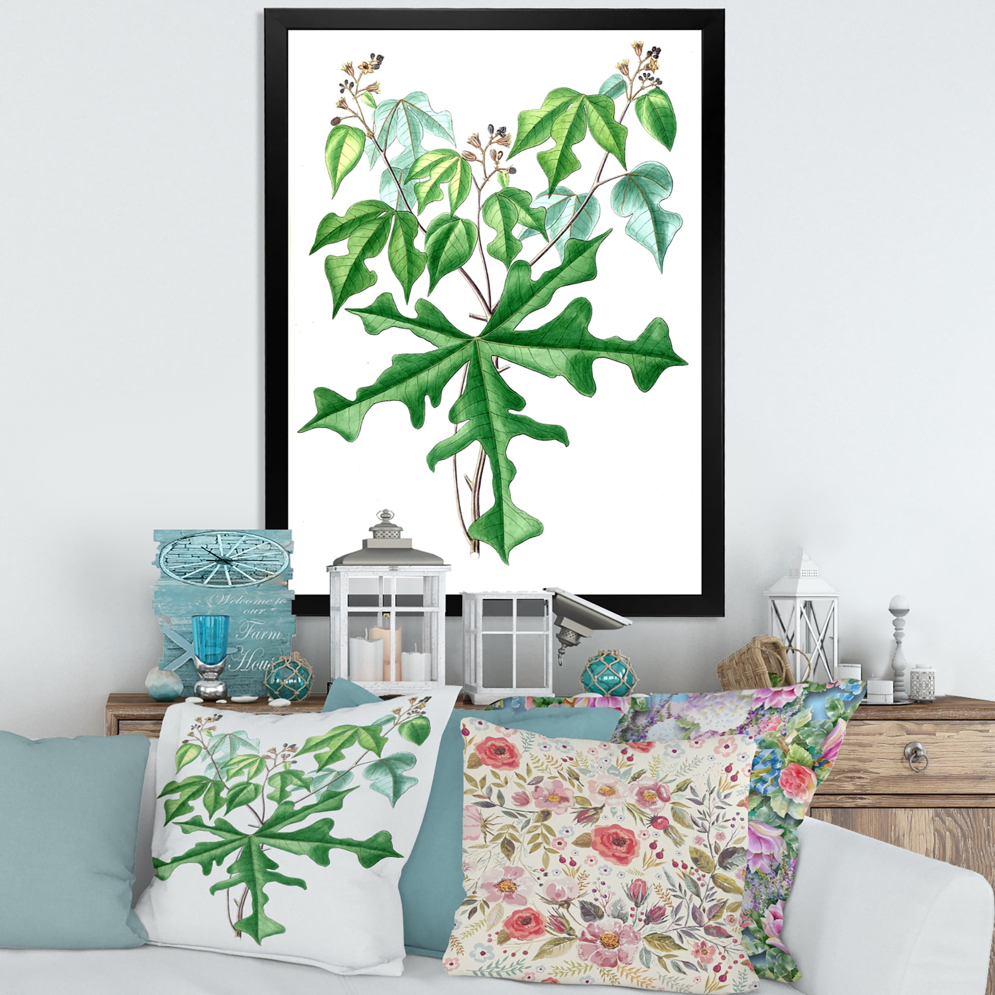 Designart 'Ancient Drawing of Wild Plants' Traditional Framed Art Print