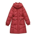 thumbnail image 5 of Breezora Women's Casual Longline Padded Coat Mid Waist Thick Thermal Cotton Blend European Style Winter Jacket M Size Red, 5 of 9