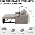 thumbnail image 6 of TUANLUO Loveseat with Pull-Out Sofa Bed, Convertible Sofa Bed with 2 Pillows, Futon Sofa Bed with 3 USB Ports and 360° Swivel Phone Holder, Sofa Bed Sleeper for Home Living Room Bedroom, Light Gray, 6 of 10