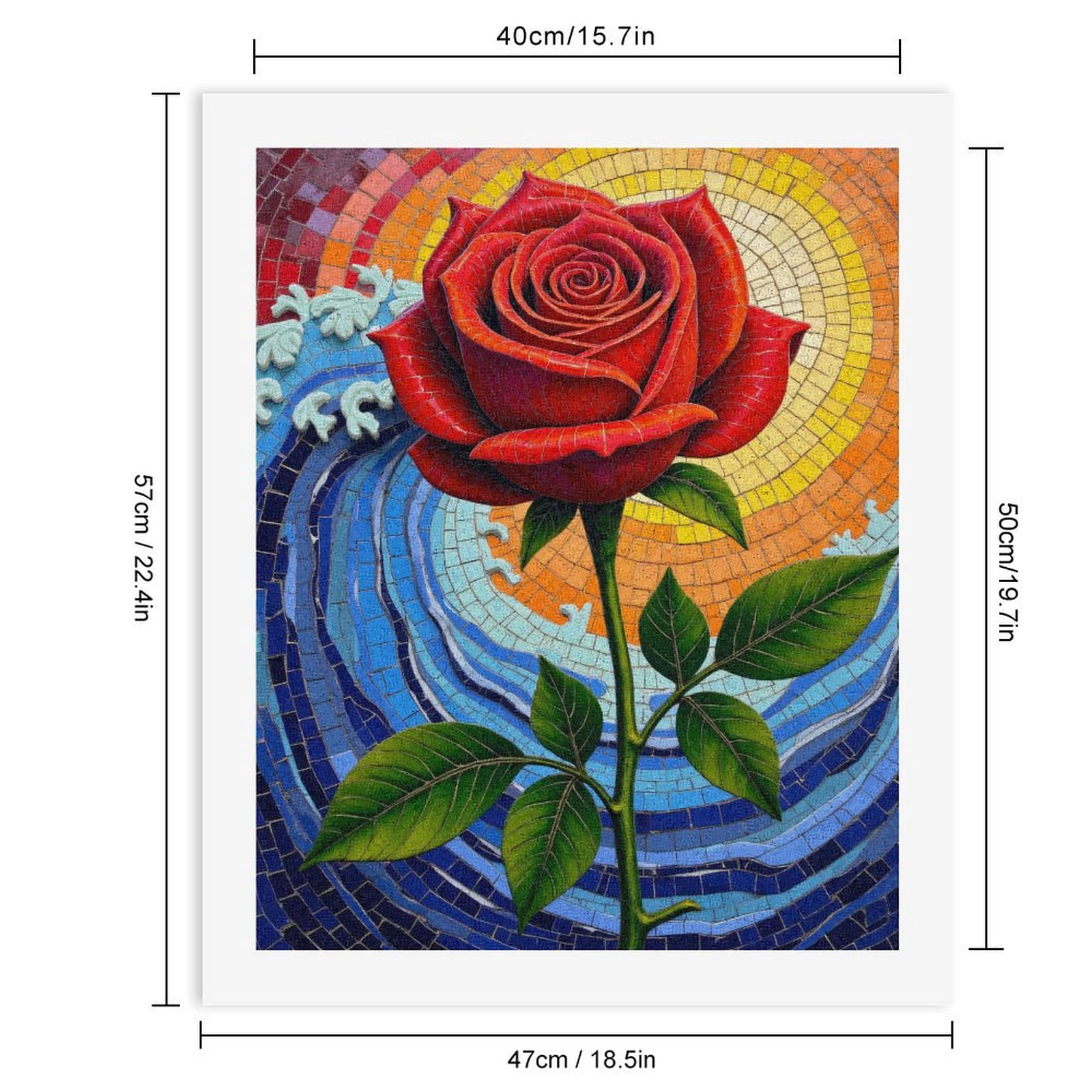 Paint by Numbers Kit for Adults, Rose Mosaic Art Wave Sunburst Paint by Numbers, Easy Paint by Numbers Kit for Adults Beginner, DIY Adult Paint by Number Kits on Canvas, Home Decor