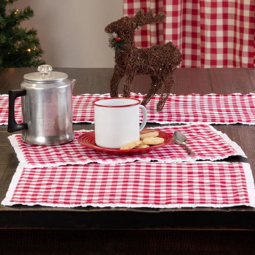 Ashton & Willow Holly Berry Red Seasonal Decor Emmie Cotton Check Rectangle Placemat Set of 6