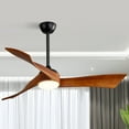 thumbnail image 2 of "Sofucor 52"" Wood Ceiling Fan with Light and Remote, 3-Blade Design, Reverse Airflow, Black Finish", 2 of 12