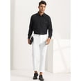 thumbnail image 3 of Pantalones recortados para hombre Pantalones de vestir hasta el tobillo de color sólido con parte delantera plana y ajuste delgado Blanco brillante 34, 3 of 6