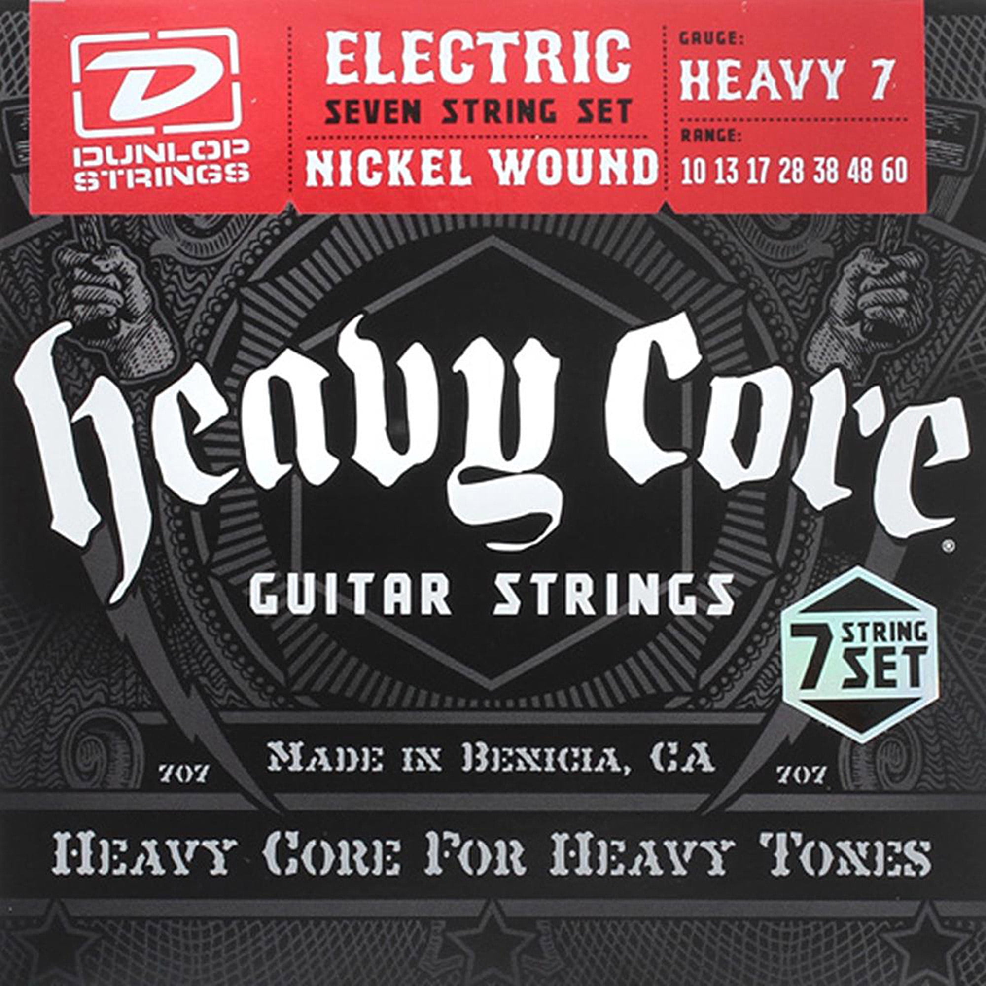 .010 7 Strings/Set Heavy Dunlop DHCN1060 Heavy Core Nickel Wound Guitar Strings .060 