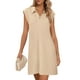 thumbnail image 1 of Vestido MEROKEETY 2025, verano, manga corta, cuello en V, holgado, caqui, 1 of 8
