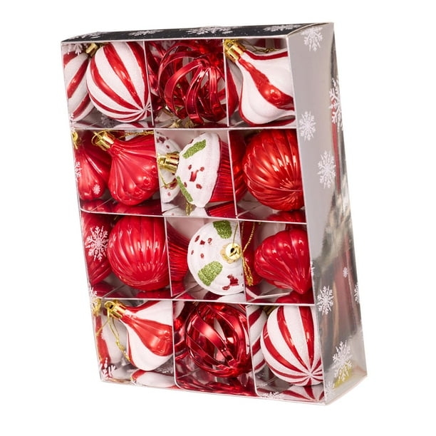 12 bolas navideñas, adornos navideños, adornos colgantes DIY para Navidad. Rojo