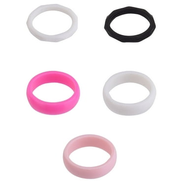 Solutions Adult Female 5 Piece White and Pink Silicone Ring Set, Size 7/8 - No Stone