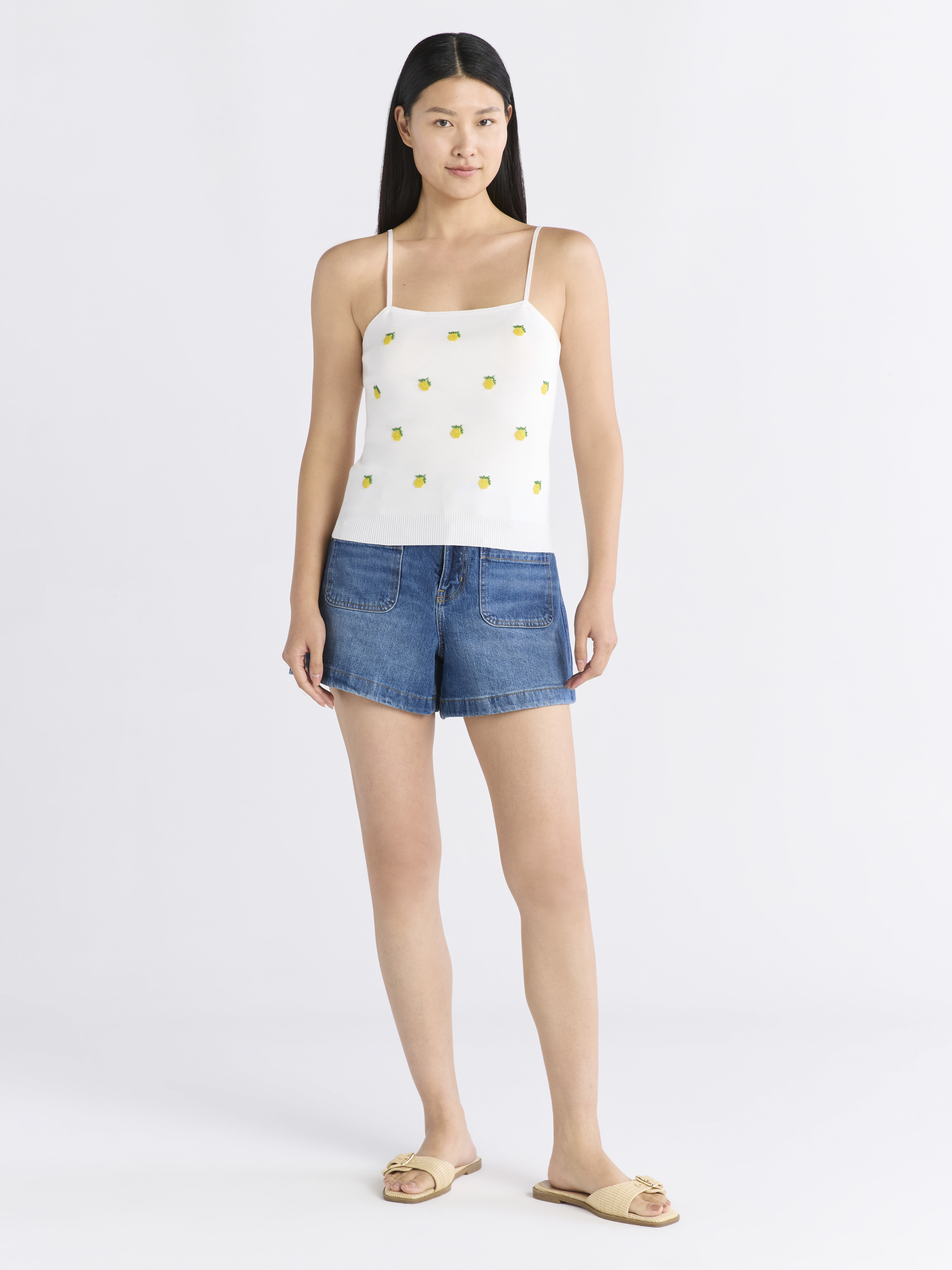 Free Assembly Women's Beaded Tank Top Sweater, Lightweight, Sizes XS-XXL