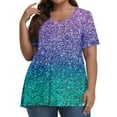 thumbnail image 2 of IYYVV Oversized Shirts For Women Summer Short Sleeve 70S Tops V-Neck Ladies Tops And Blouses Tie Dye Funny Tshirts Shirts Trendy Cute Clothes Womens Fall Fashion 2024 Purple 4XL, 2 of 7