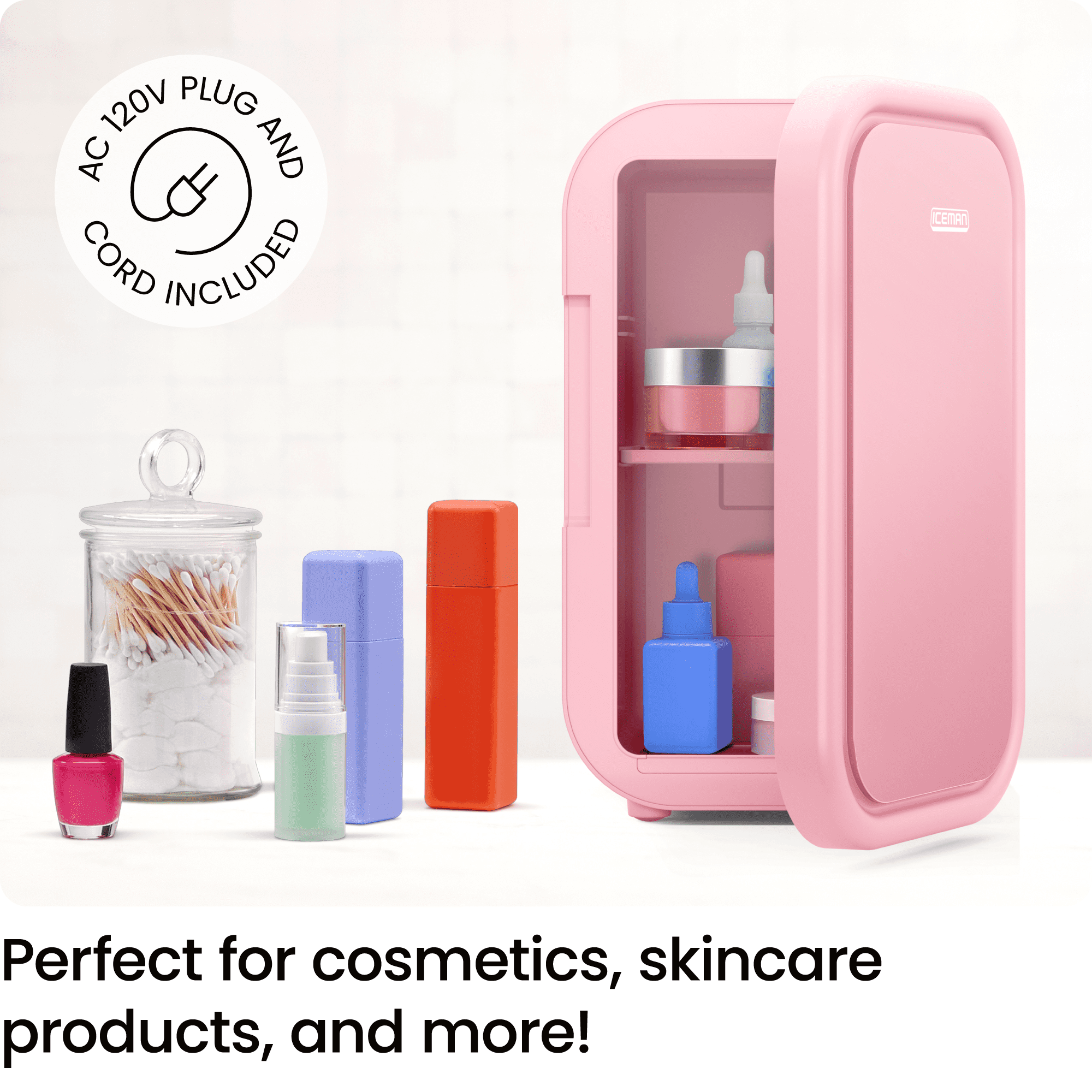 The Iceman Portable Mini Fridge, 5L, Pink, Cools and Heats
