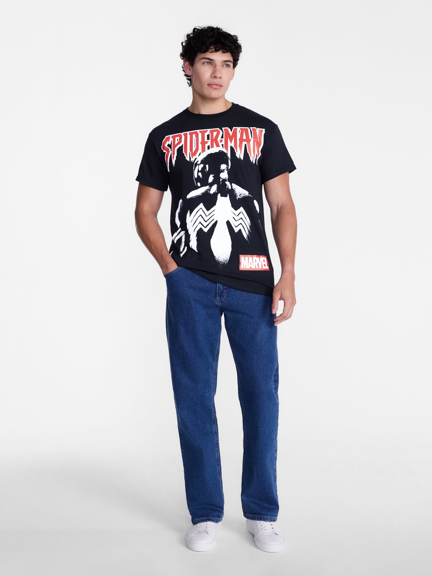 Marvel Spider-Man Men's and Big Men's Black Suit Graphic Tee, Sizes S-3XL