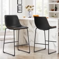 thumbnail image 6 of ZXNYH Counter Height Bar Stools, Bar Chairs, 26 inch Armless Dining Chairs with Metal Legs and Footrest, Modern Faux Leather Barstools for Kitchen Island, (Whiskey Brown, Set of 2), 6 of 7