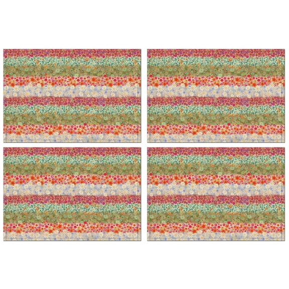 Pioneer Flower Floral Print Pattern Summer Placemats Table Placemats Set Of 4-Linen Kitchen Washable Placemats Table Mats 12x18 Inch Non-Slip Heat Resistant