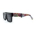 thumbnail image 3 of Locs Paint Splatter Arm Squared Rectangular Horn Rim Plastic Gangster Sunglasses Rainbow, 3 of 4