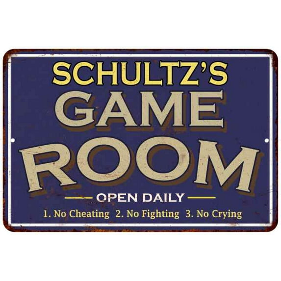 SCHULTZ'S Blue Game Room Sign Metal 16 x 24 Matte Finish Metal 116240002413