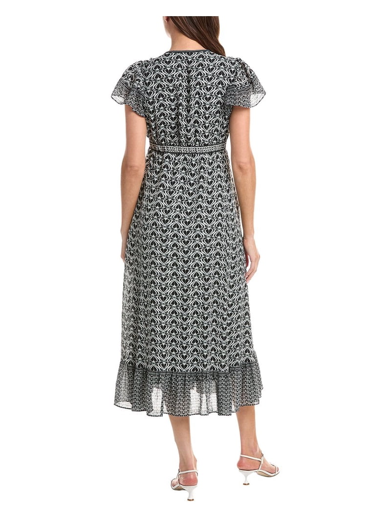 max studio midi dress Max Studio womens Elbow Sleeve Scallop Midi Dress, XL, Black